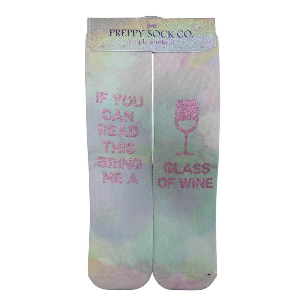 Simply Southern Crew Socks Womens OS Multicolor NEW Wine Glass Glitter Tie Dye